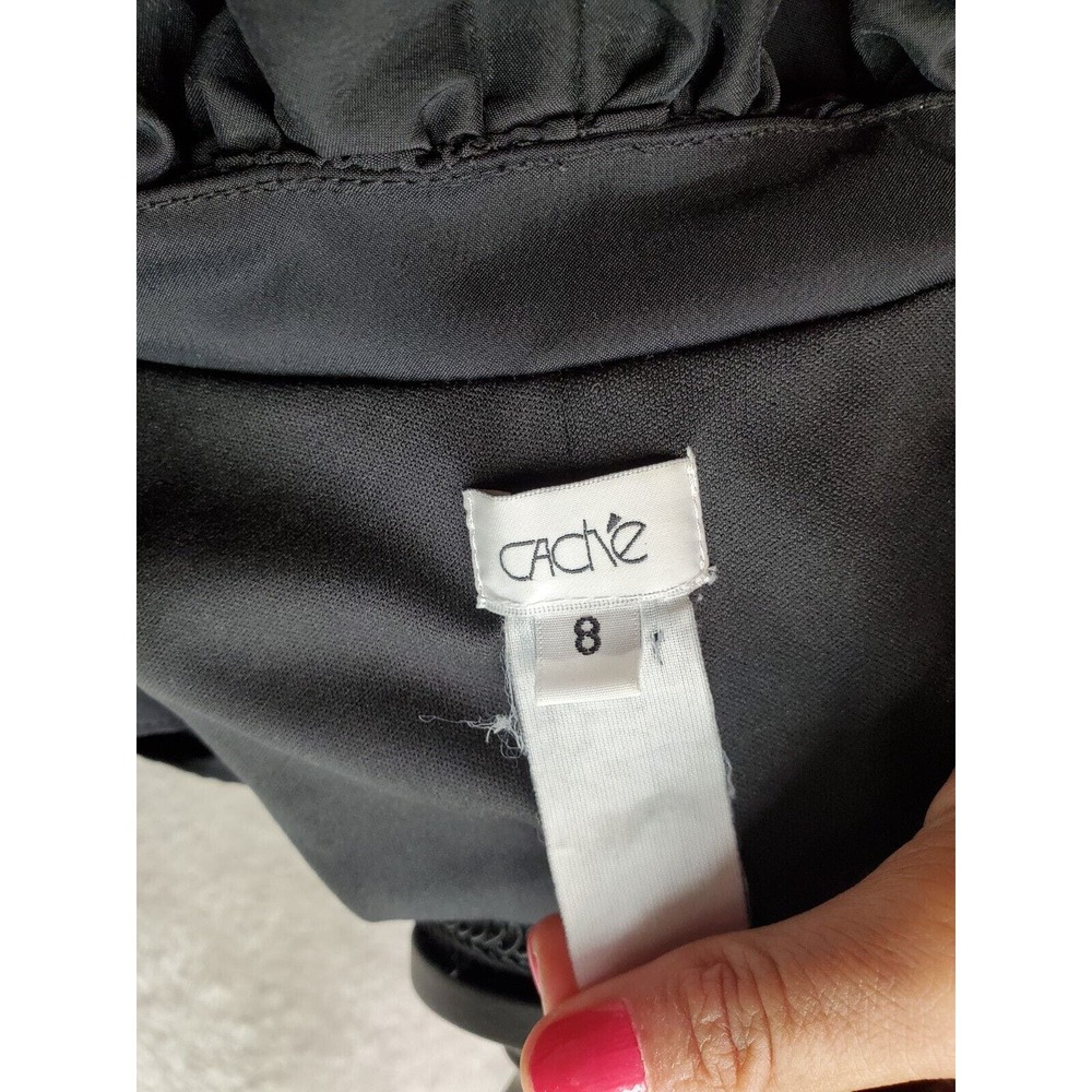 Cache Black Ruffle Halter Cocktail Dress - Picture 9 of 10